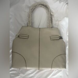 Talbots - cream colored leather tote/purse